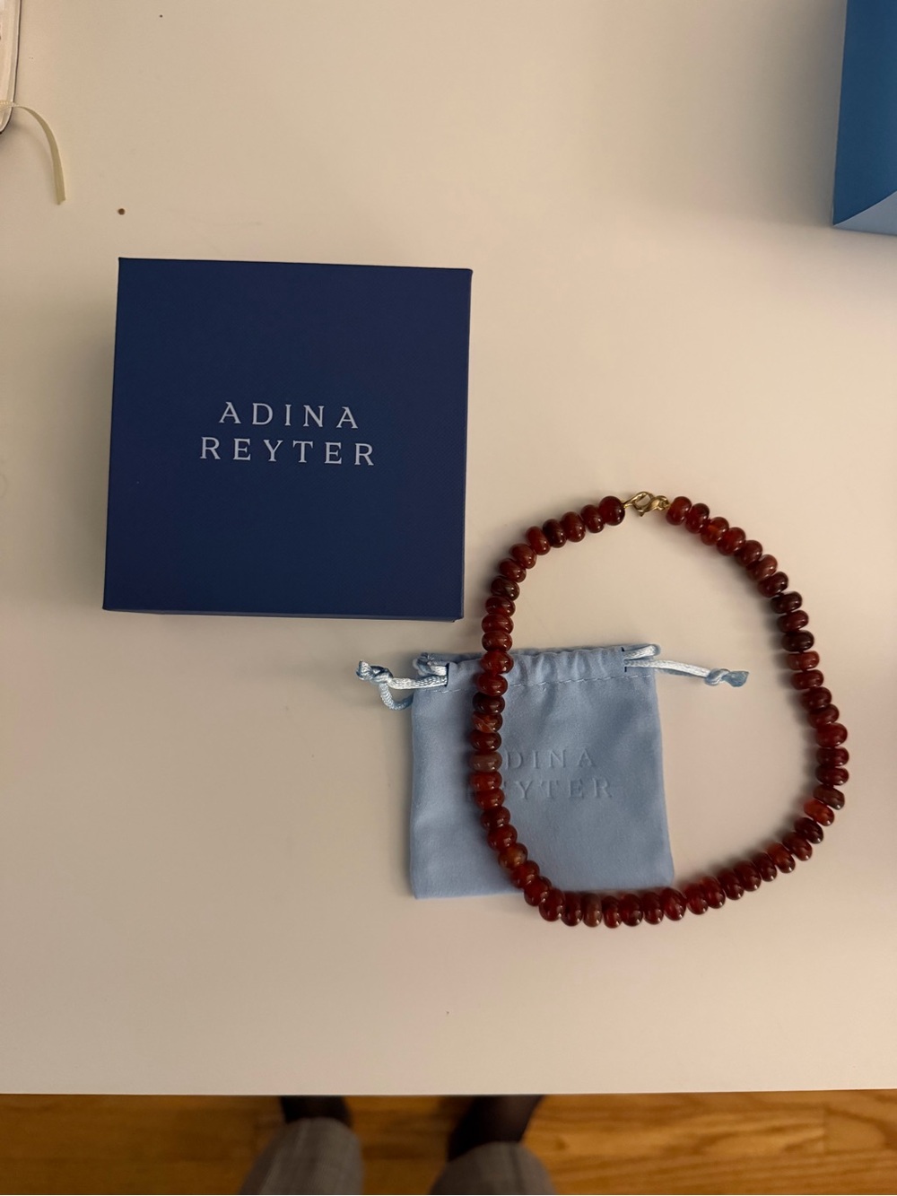 Adina Reyter Deep Red Amber Bead Necklace - Picture 3 of 5